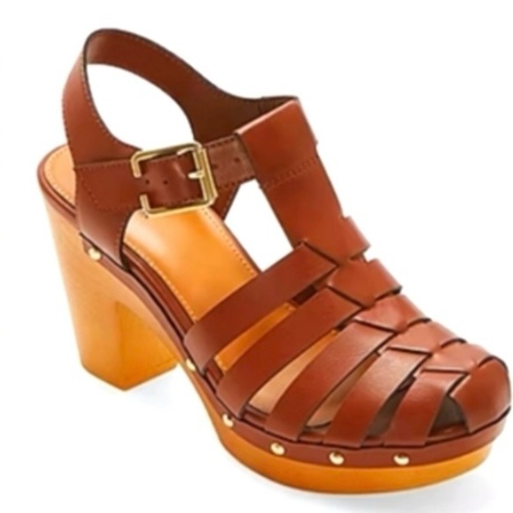 A.N.A a New Approach Women’s Adjustable Strap Camel Brown Block Mule Heel Size 9